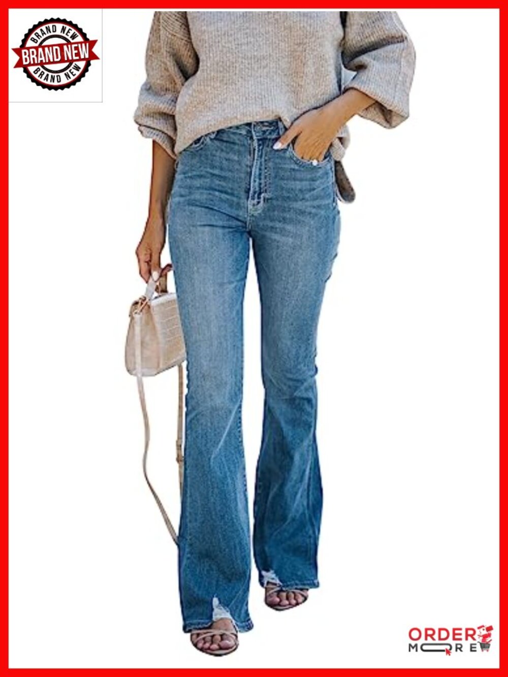 Women's High Waisted Flare Bell Bottom Jeans Stretchy Wide Leg Denim Pants